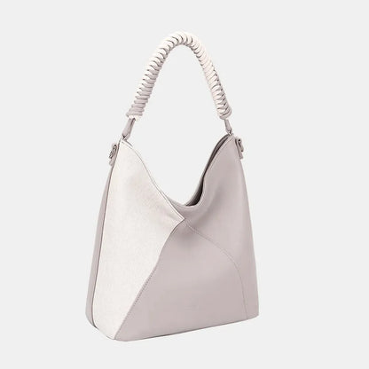 Woven Handle PU Leather Handbag — square view — Livostyle