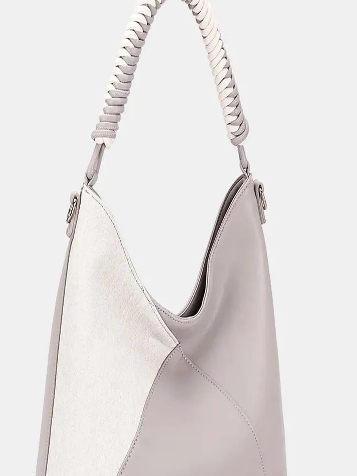 Woven Handle PU Leather Handbag — detail view — Livostyle