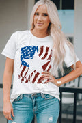 US Flag Graphic Round Neck Tee in White