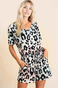 Gradation Leopard Soft Knit V-neck Romper — Livostyle