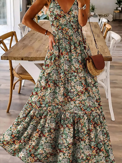 Floral Tiered Ruched Maxi Dress with Spaghetti Straps – photo 3