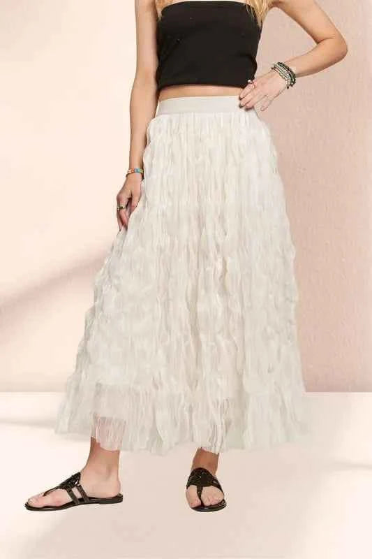 ADORA Elastic Waist Cloud Fluffy Maxi Skirt