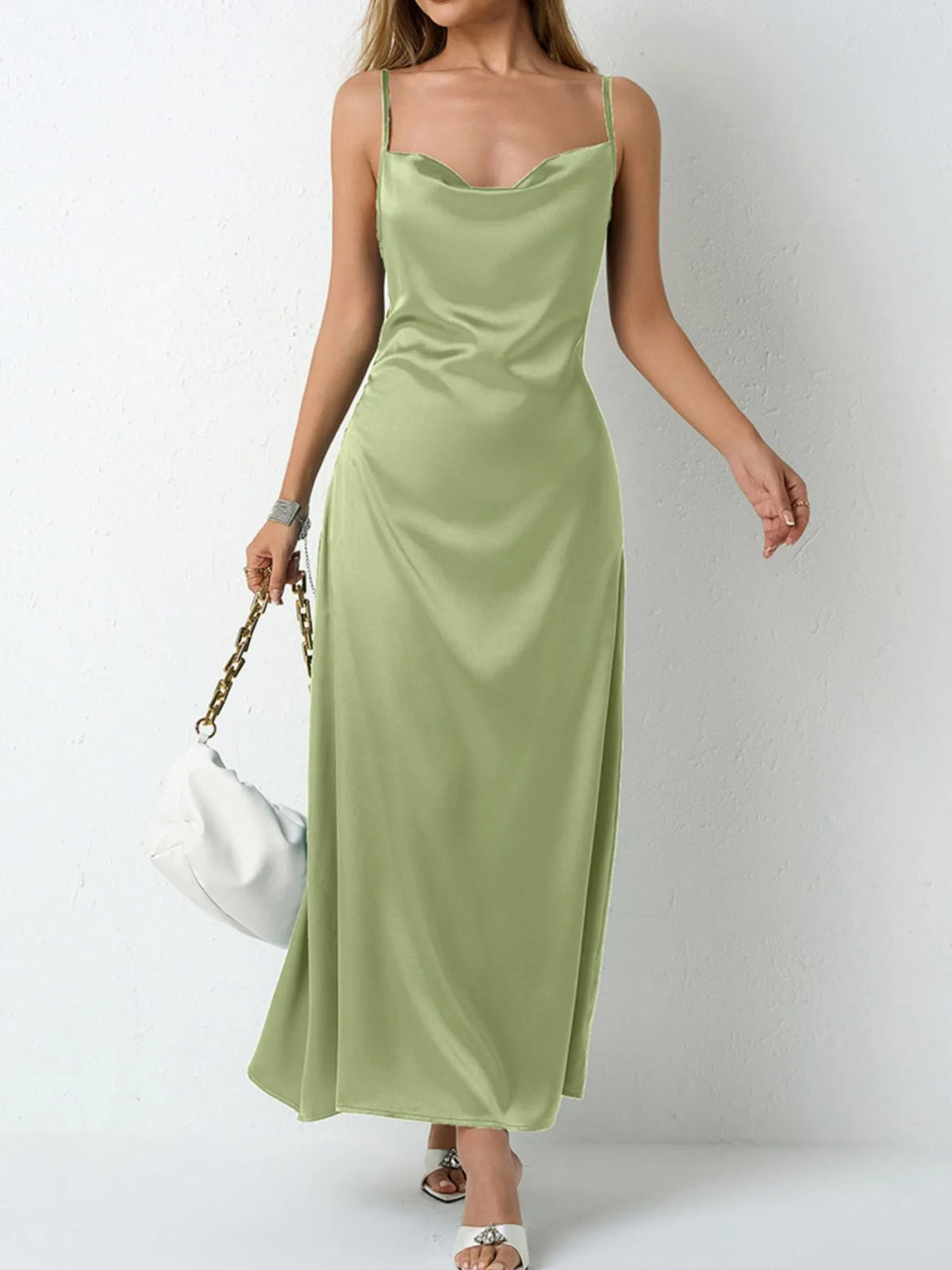 Satin Cowl Neck Cami Dress – photo 8