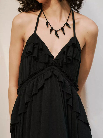 Ruffled Halter Neck Tie Maxi Dress – photo 8