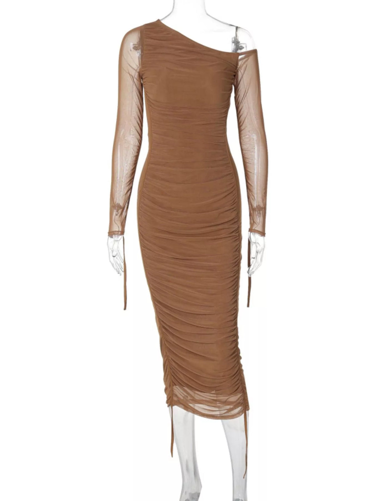 One-Shoulder Ruched Bodycon Midi Dress – photo 11