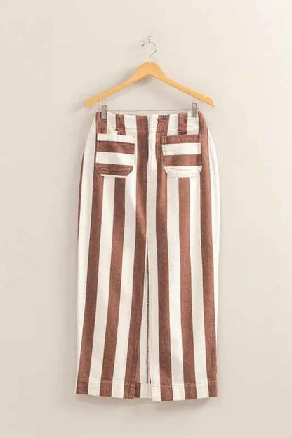 Striped Pocket Detail Maxi Skirt — Livostyle
