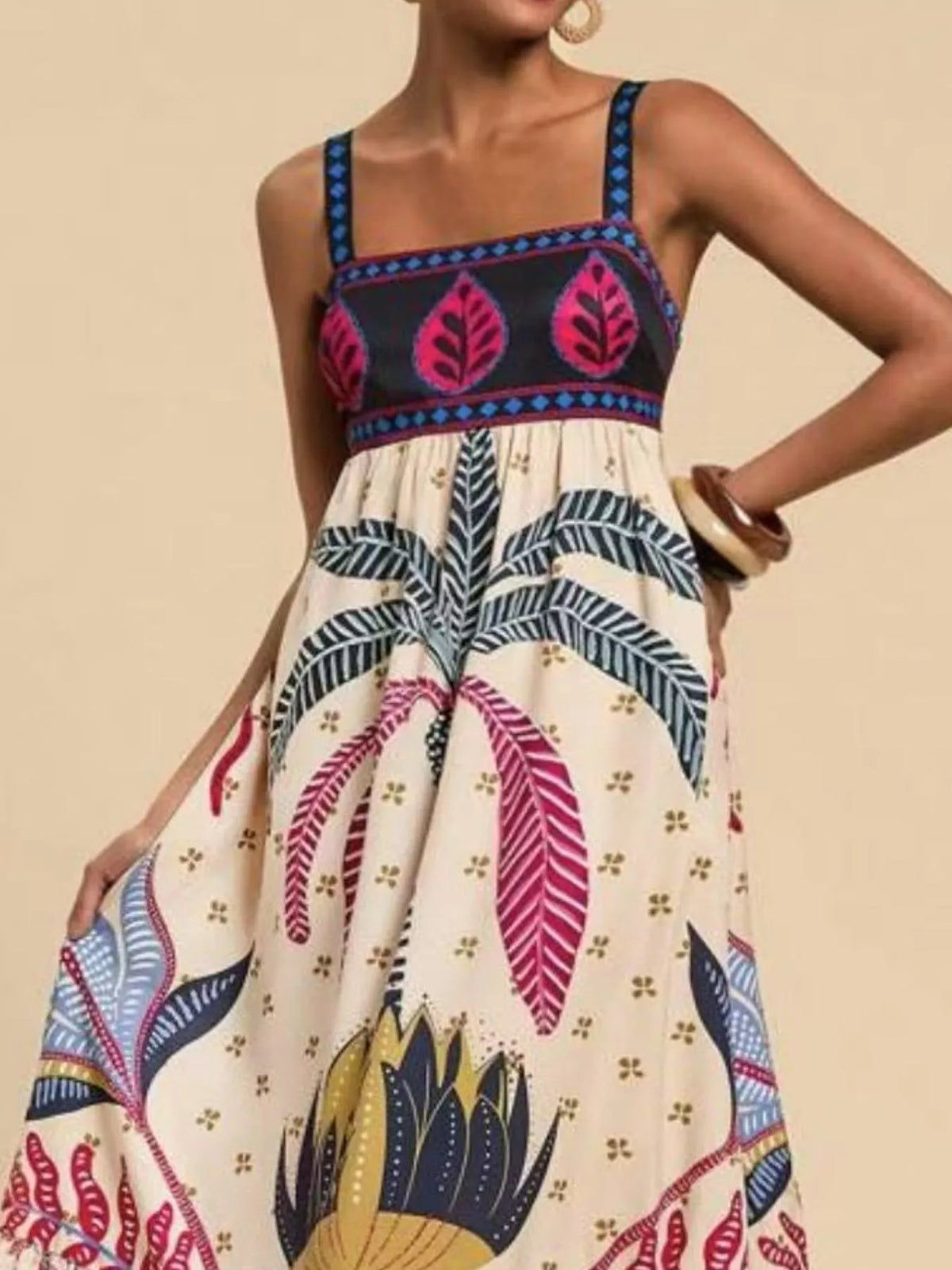 Printed Square Neck Maxi Dress in Four Colors – photo 2