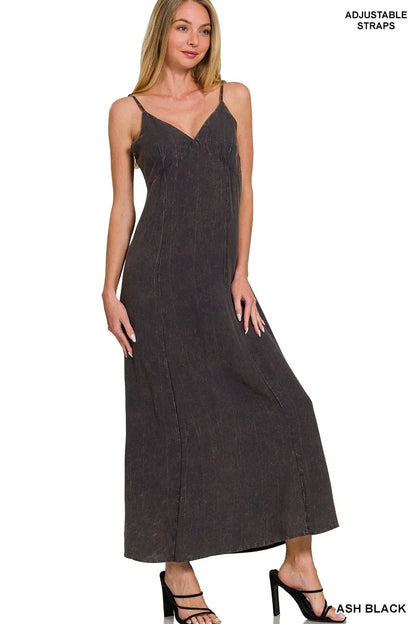 Mineral-washed rayon challis cami dress — Livostyle