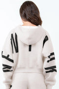 Trendy Cropped Hoodie with Letter Graphics and Drawstring — Livostyle