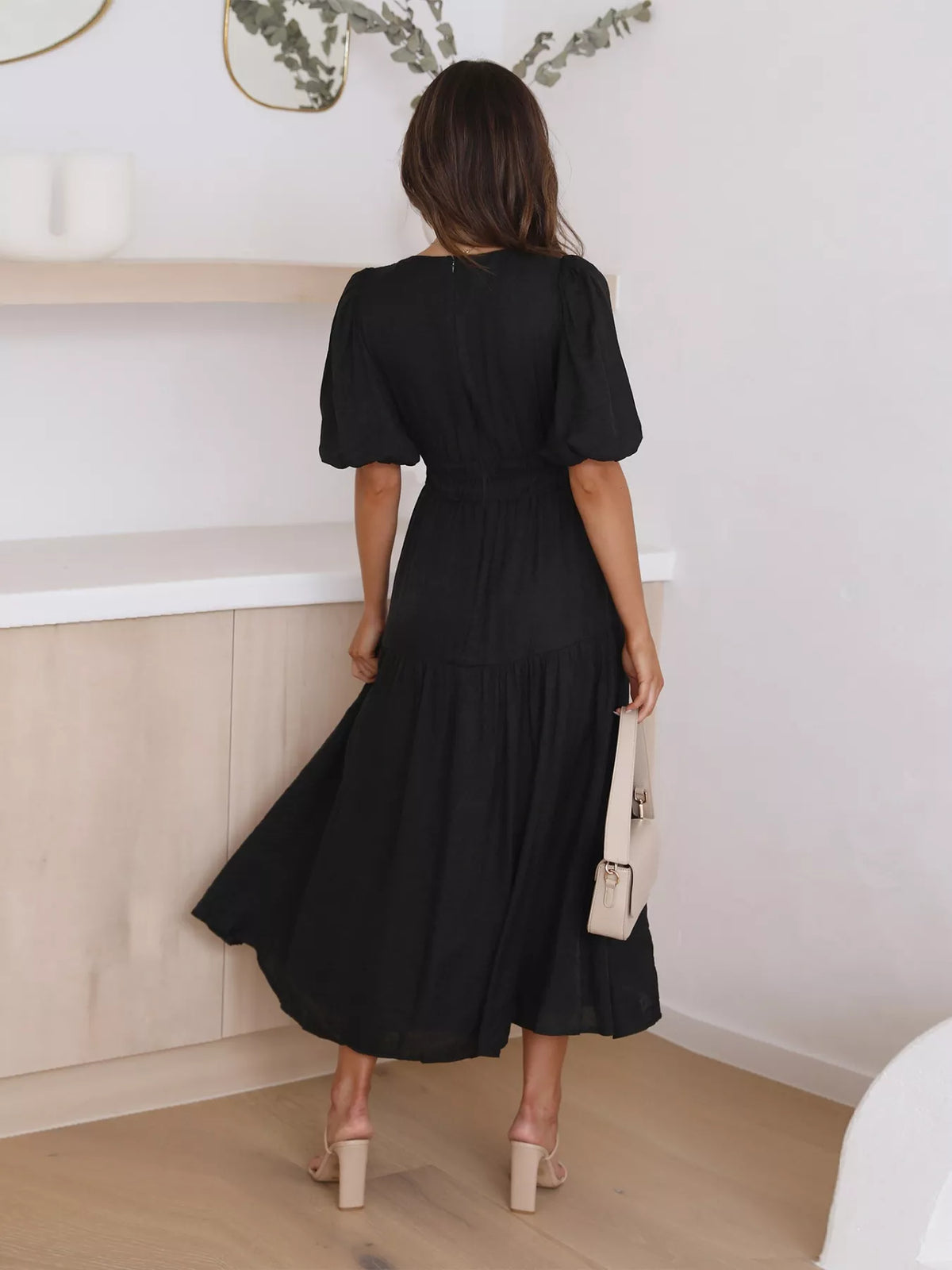 Tiered Puff Sleeve Midi Dress – photo 13