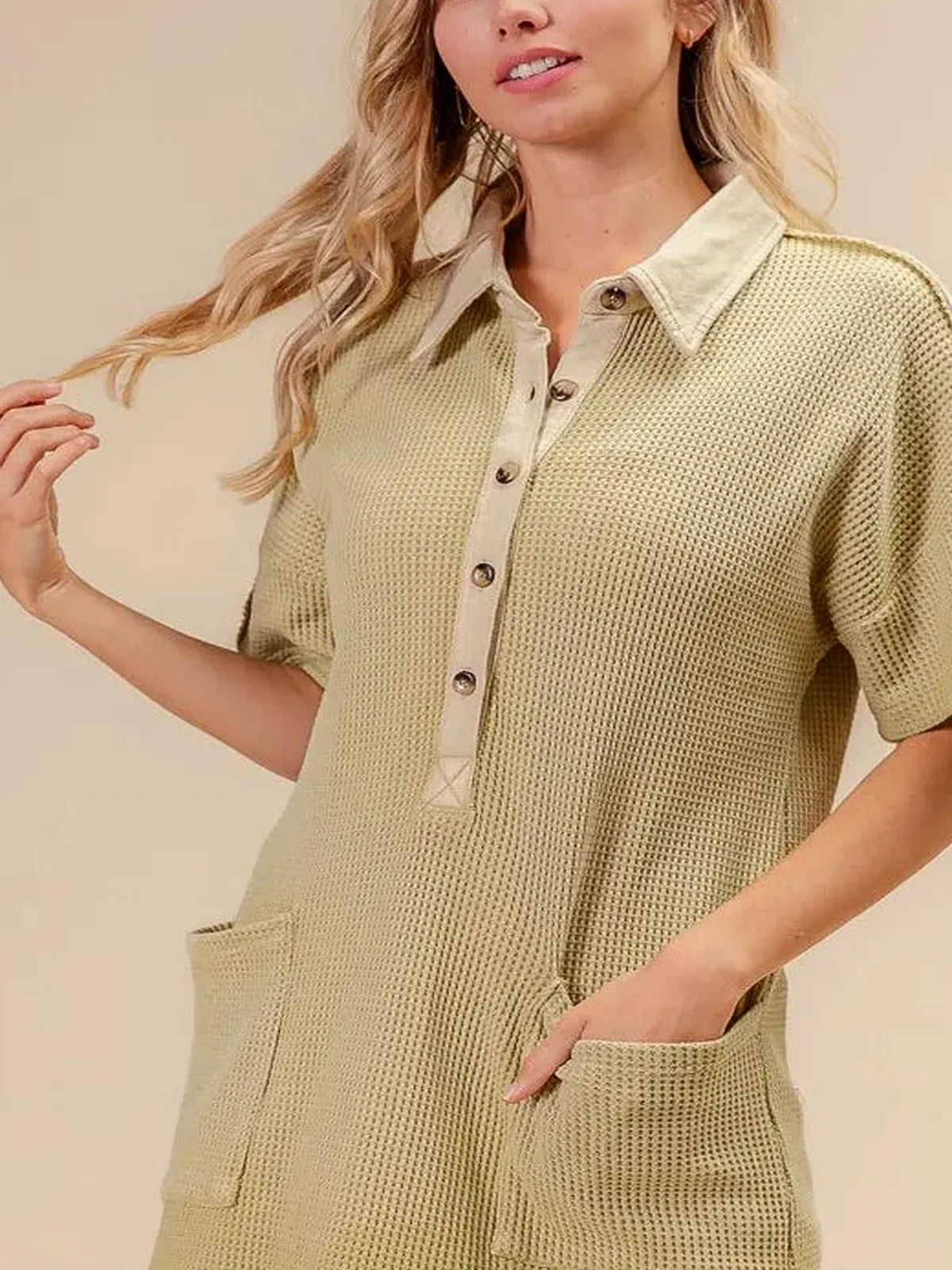 Chic Dip Dye Mineral Washed Knit Dress — detail view — Livostyle