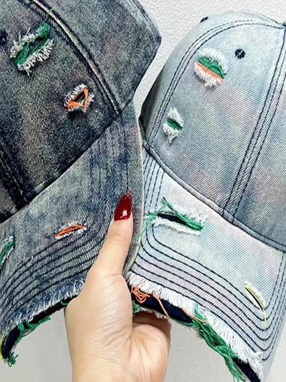 Distressed Adjustable Baseball Cap — detail view — Livostyle