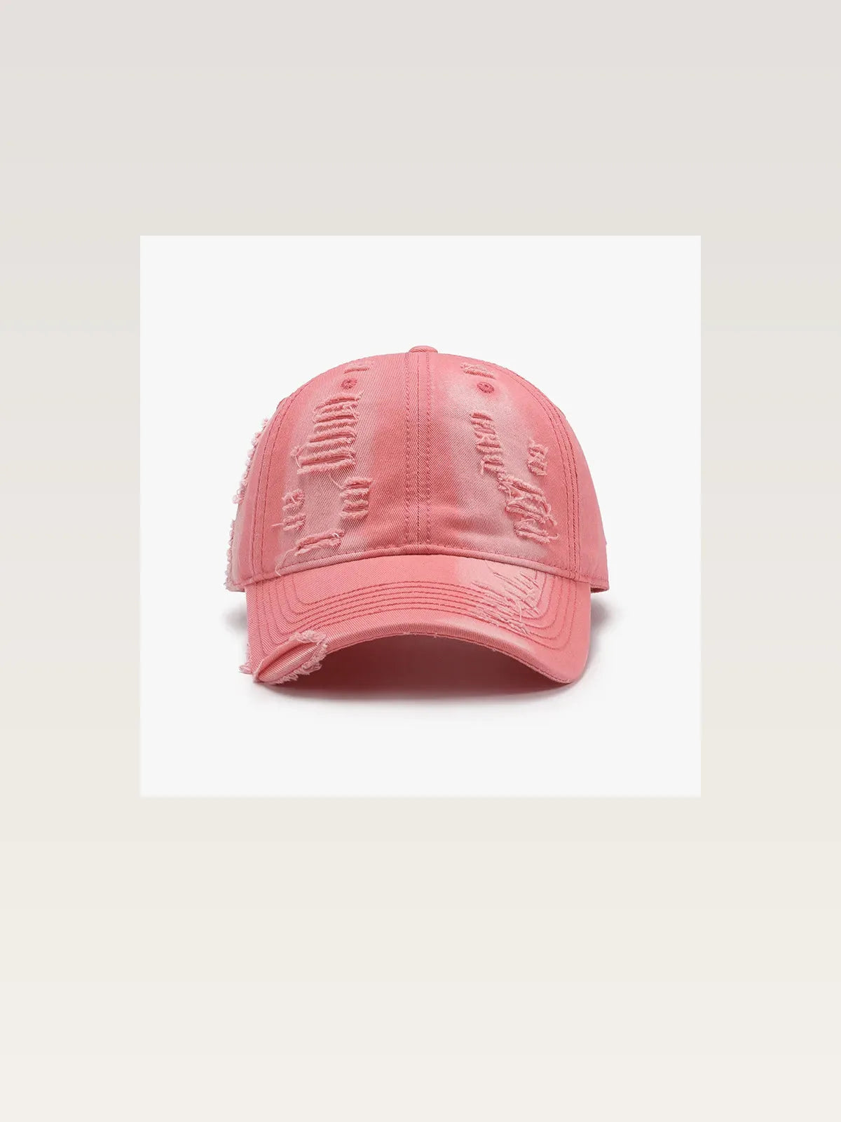 Burnt Coral Khaki Dad Distressed Baseball Cap — styled showcase — Livostyle