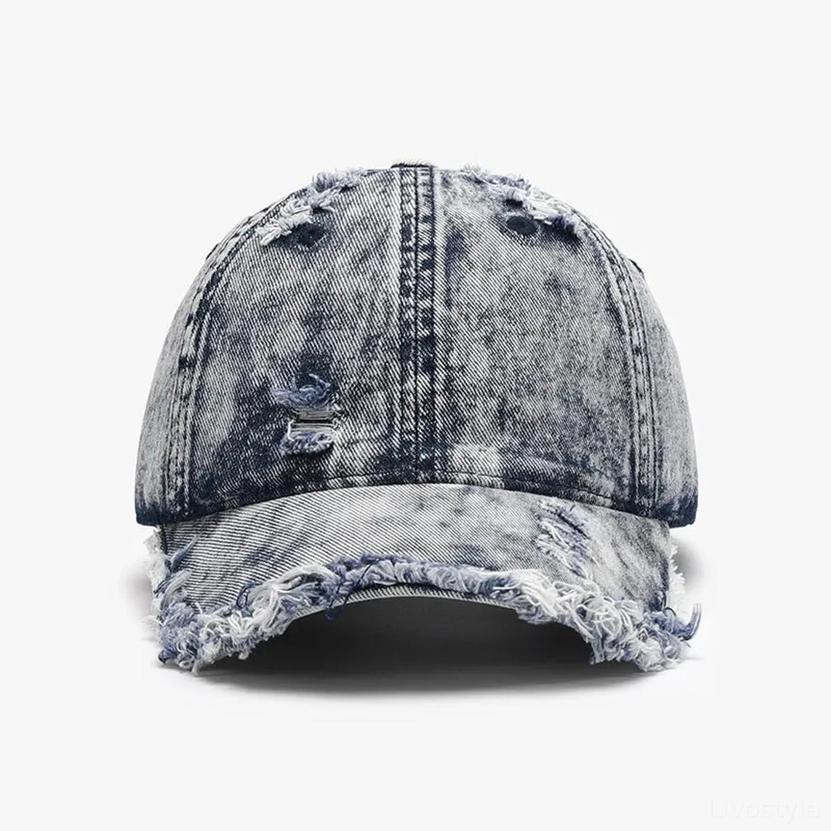 Distressed Cotton Adjustable Baseball Cap — square view — Livostyle