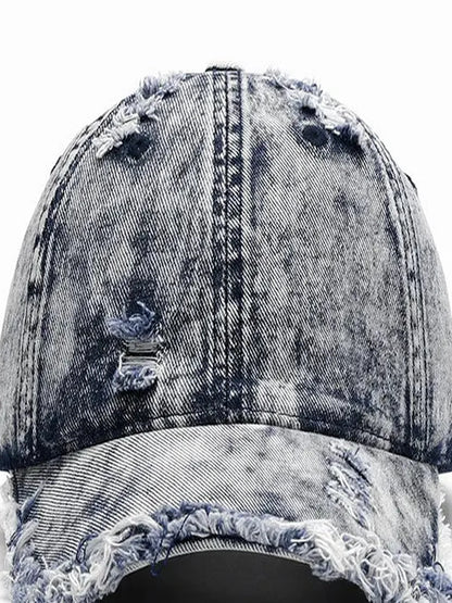 Distressed Cotton Adjustable Baseball Cap — detail view — Livostyle
