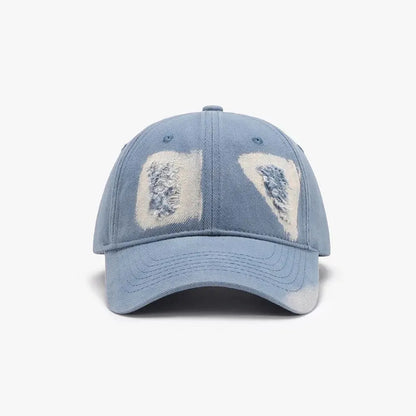 Lilac Light Blue Denim Distressed Baseball Cap — square view — Livostyle