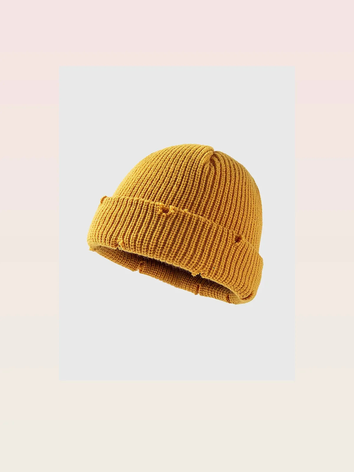 Distressed Cuffed Knit Hat — styled showcase — Livostyle