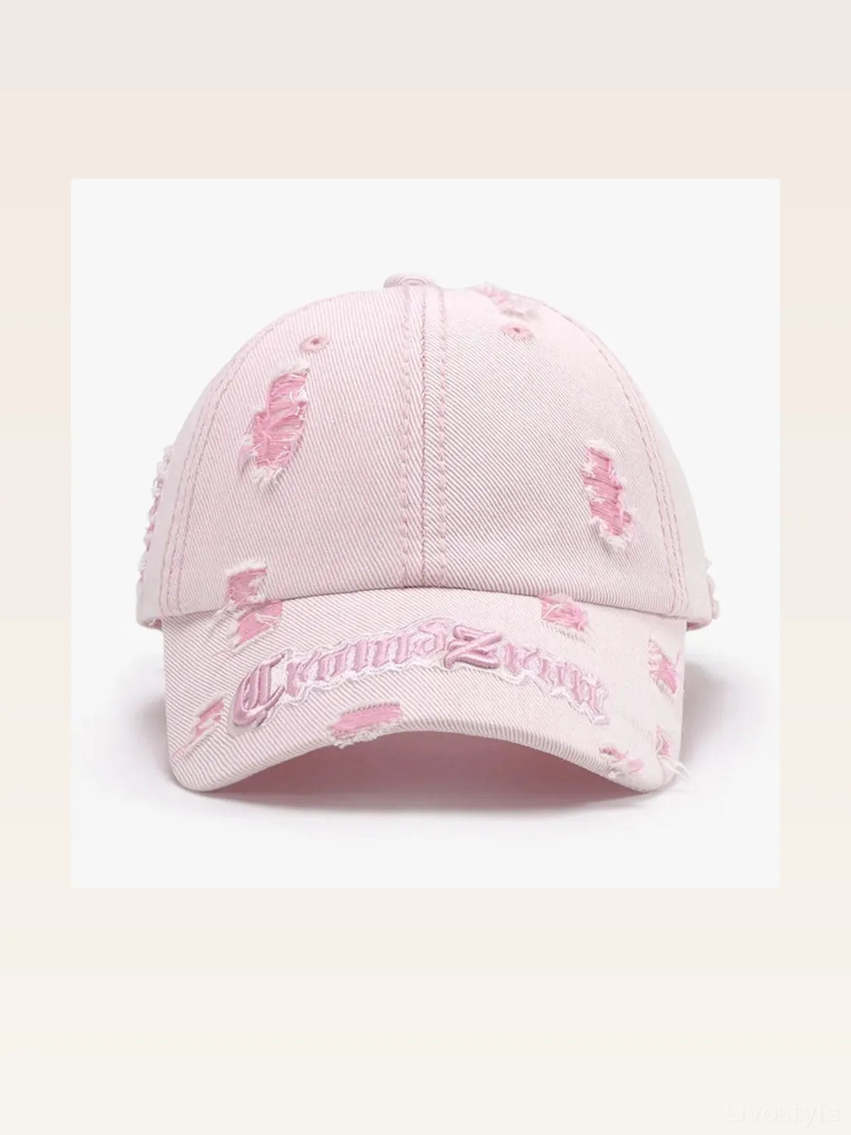 Distressed Letter Embroidered Baseball Cap — styled showcase — Livostyle