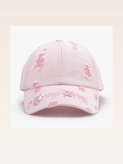 Distressed Letter Embroidered Baseball Cap — styled showcase — Livostyle