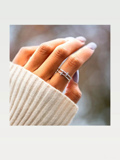 Double Band Cross Ring — styled showcase — Livostyle
