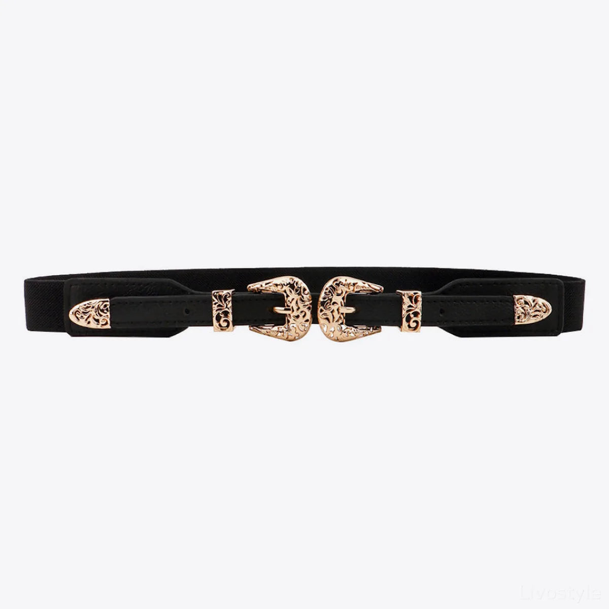 Double Buckle Elastic Belt — square view — Livostyle