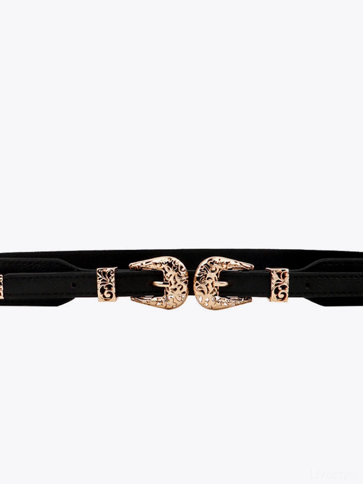 Double Buckle Elastic Belt — detail view — Livostyle