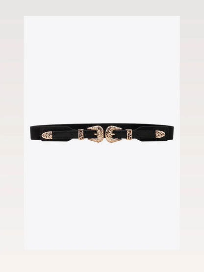 Double Buckle Elastic Belt — styled showcase — Livostyle