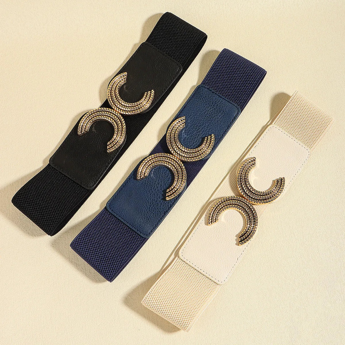Double C Buckle Elastic Belt — square view — Livostyle