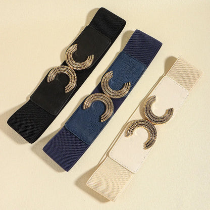 Double C Buckle Elastic Belt — square view — Livostyle