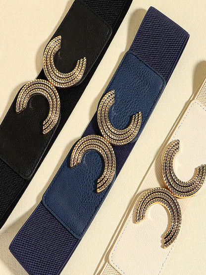 Double C Buckle Elastic Belt — detail view — Livostyle