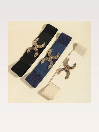 Double C Buckle Elastic Belt — styled showcase — Livostyle