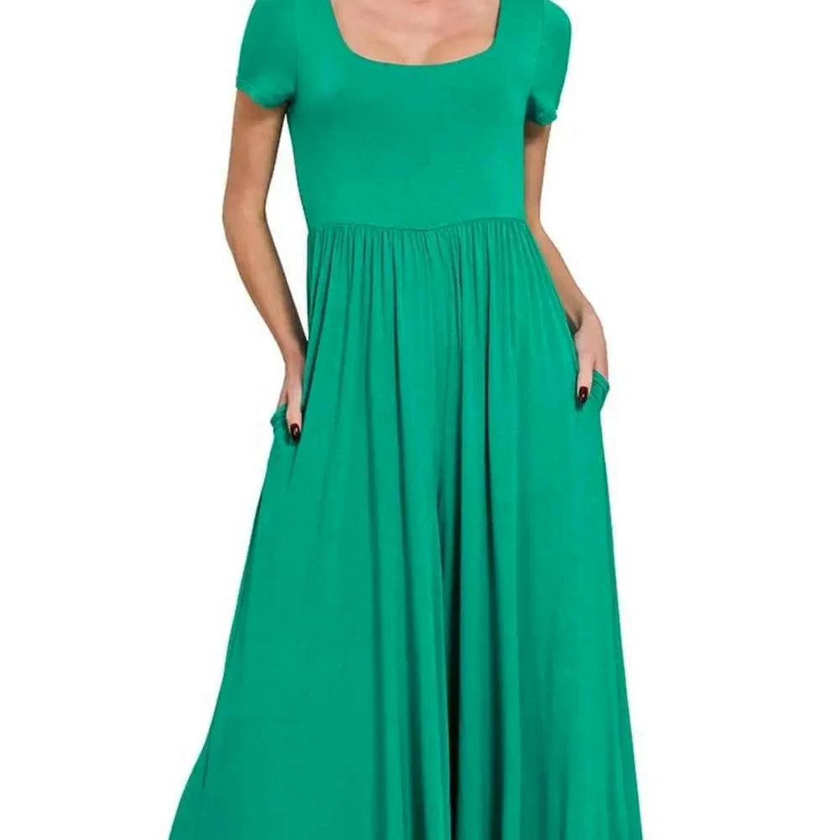 Double Layered Short Sleeve Jumpsuit with Pockets