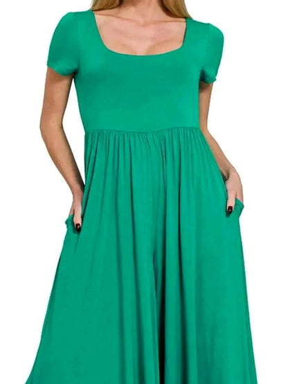 Double Layered Short Sleeve Jumpsuit with Pockets – photo 2