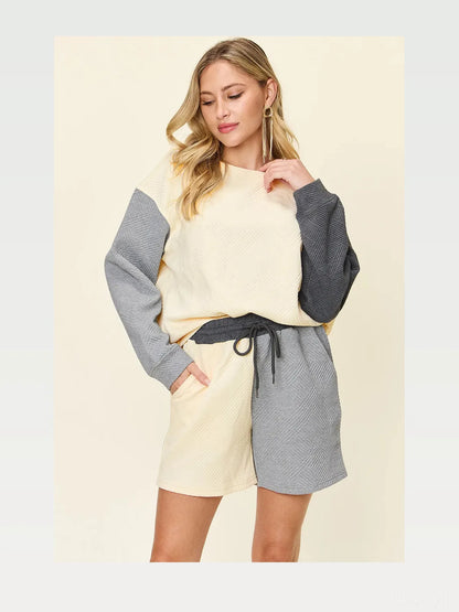 Contrast Drop Shoulder Top and Shorts Set — styled showcase — Livostyle