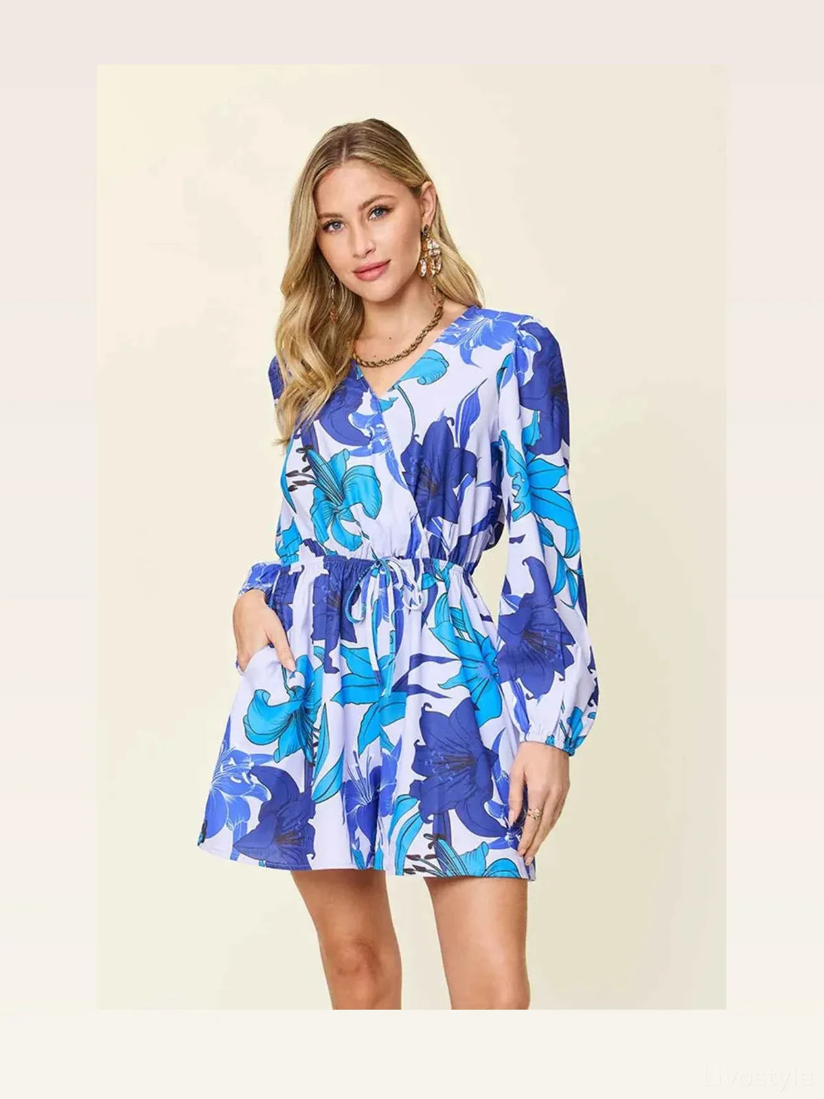 Floral Long Sleeve Romper with Pockets — styled showcase — Livostyle