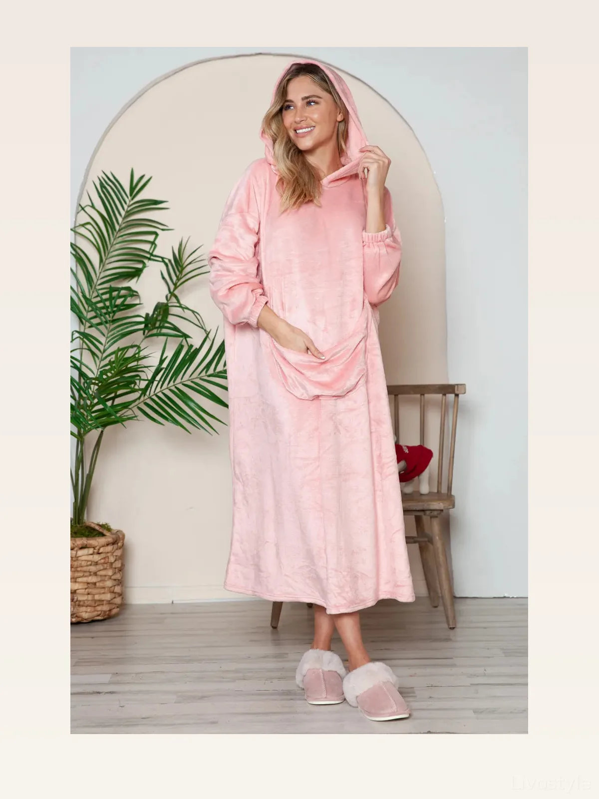 Pocketed Hooded Midi Lounge Dress — styled showcase — Livostyle