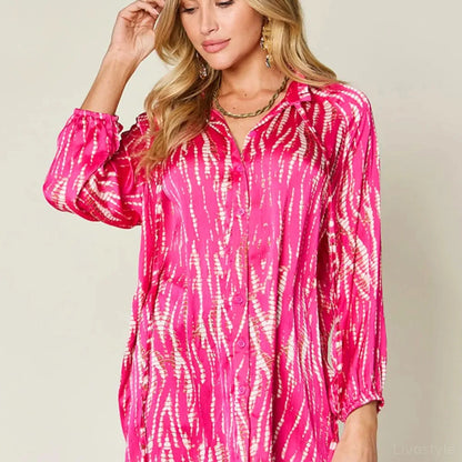 Stylish Printed Button-Up Shirt with Long Sleeves — square view — Livostyle