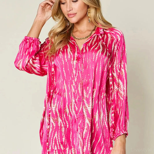Stylish Printed Button-Up Shirt with Long Sleeves — square view — Livostyle