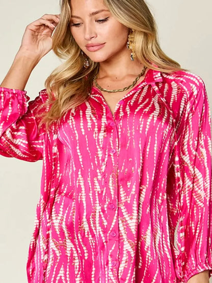 Stylish Printed Button-Up Shirt with Long Sleeves — detail view — Livostyle