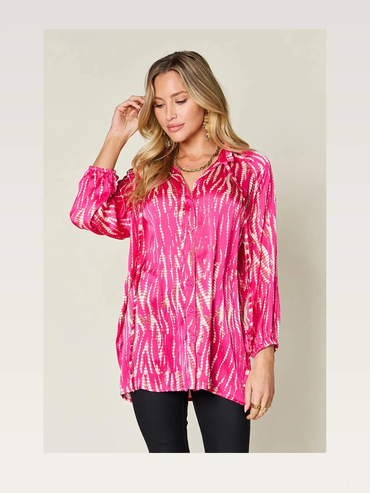 Stylish Printed Button-Up Shirt with Long Sleeves — styled showcase — Livostyle