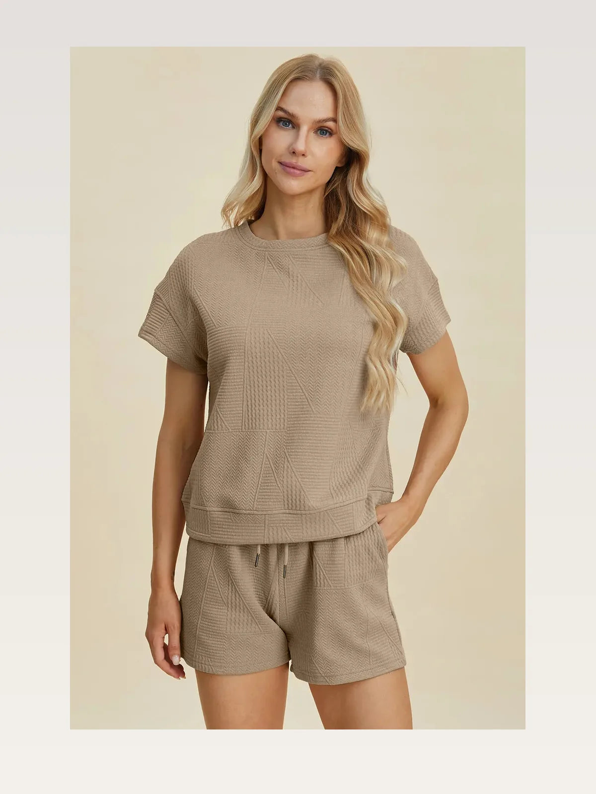 Texture Short Sleeve Top and Shorts Set — styled showcase — Livostyle