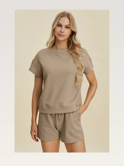 Texture Short Sleeve Top and Shorts Set — styled showcase — Livostyle