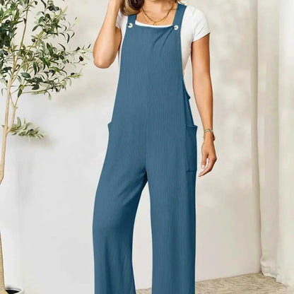 Wide Strap Overall with Pockets — square view — Livostyle