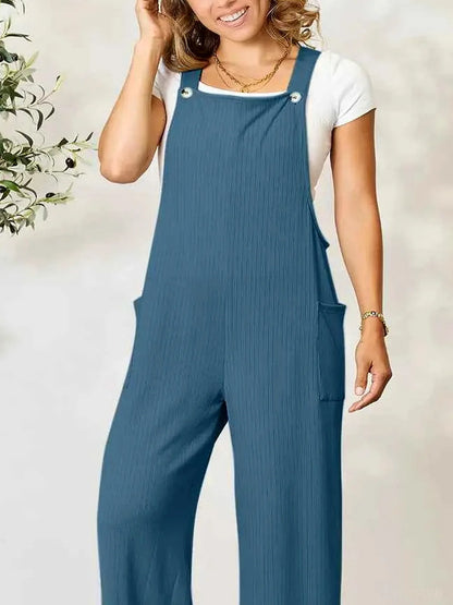 Wide Strap Overall with Pockets — detail view — Livostyle