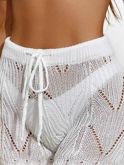 Drawstring Cutout Swim Shorts — detail view — Livostyle