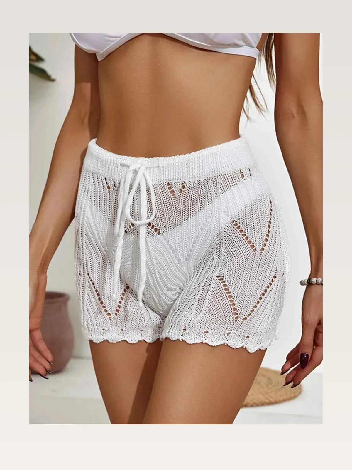 Drawstring Cutout Swim Shorts — styled showcase — Livostyle