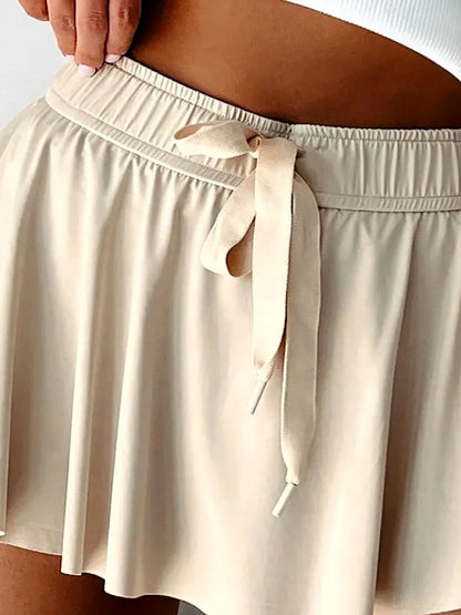 High Waist Lined Drawstring Active Skorts – photo 2