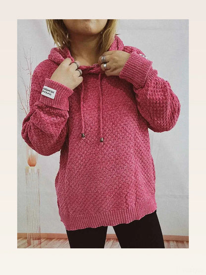 Drawstring Long Sleeve Hooded Sweater — styled showcase — Livostyle