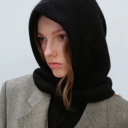 Drawstring Solid Color Thermal Knit Hat — square view — Livostyle