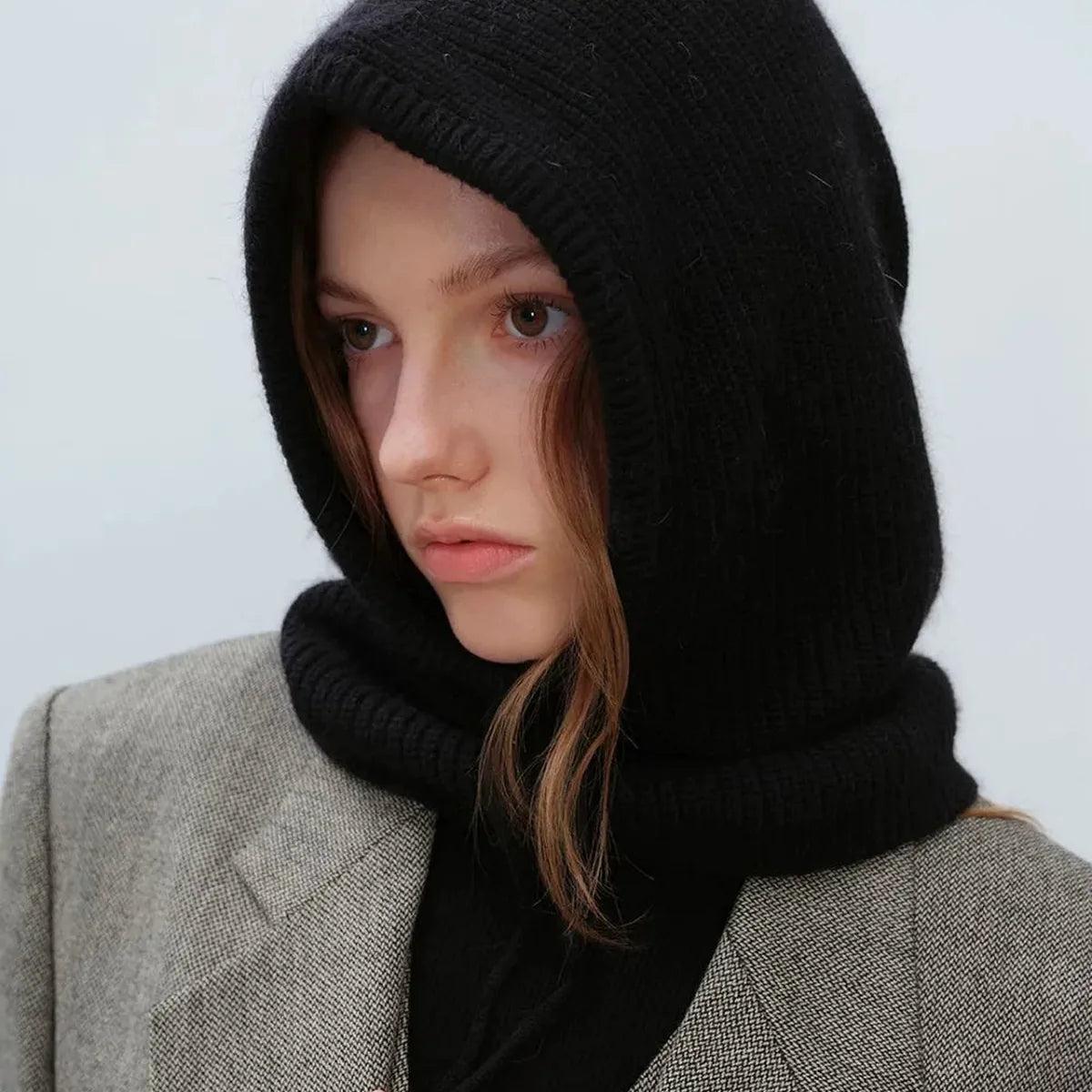Drawstring Solid Color Thermal Knit Hat — square view — Livostyle